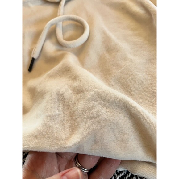 TRUE RELIGION Cream VELOUR, Long Sleeve,  Women's Cropped Hoodie Size XL - Picture 6 of 10
